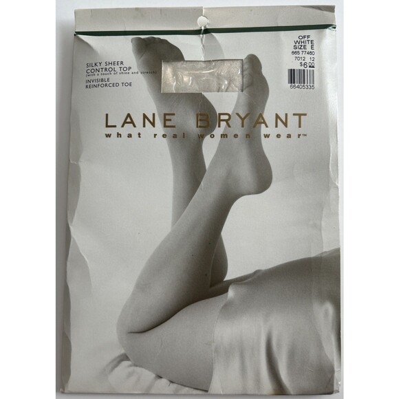 2 Pair Lane Bryant Silky Sheer Control Top Pantyhose In Off White Plus Size E - Picture 8 of 10